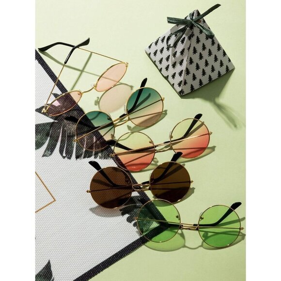 28 Pairs Coloured Round Hippie Sunglasses Groovy Retro Party Accessories